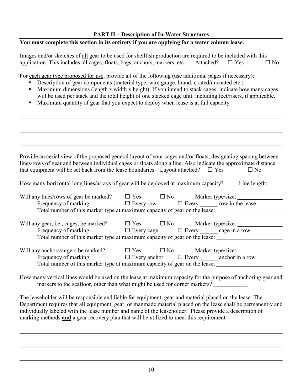 Joint Application for State Commercial Shellfish Aquaculture Lease and Corps of Engineers Federal Permit - Maryland, Page 10