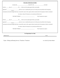 Commercial Striped Bass Tag Transfer Affidavit - Maryland, Page 2