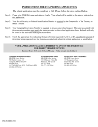 Form DNR-FS SR001 Application for Refund - Maryland, Page 2