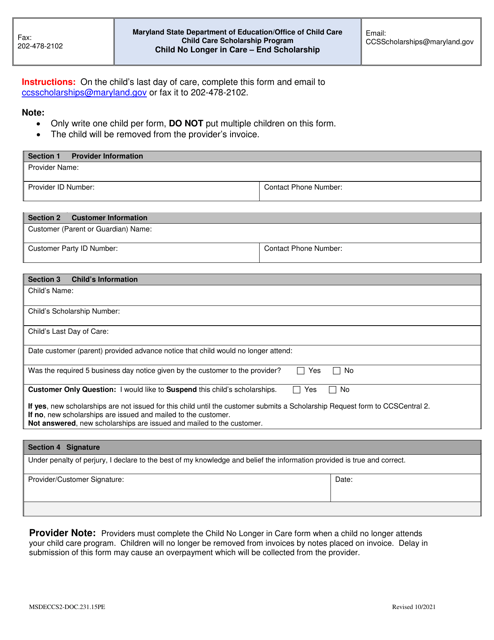 Form DOC.231.15PE  Printable Pdf
