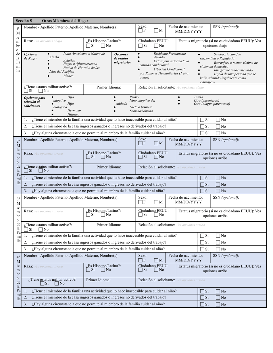 Aplicacion / Reconsideracion Para El Cuidado De Ninos - Maryland (Spanish), Page 6
