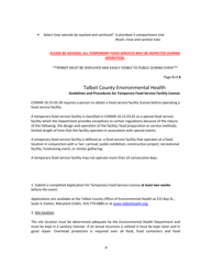 Application to Operate a Temporary Food Service Facility - Talbot County, Maryland, Page 4
