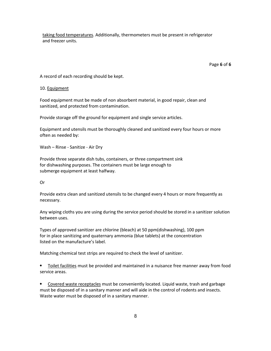 Application to Operate a Temporary Food Service Facility - Talbot County, Maryland, Page 8