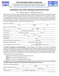 Form SAB20-E Anatomical Gift/Body Donation Registration Form - Maryland, Page 5