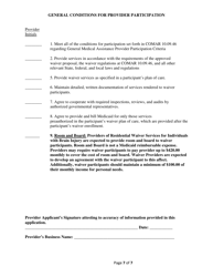 Addendum Cover Page for Maryland Medical Assistance Program Application - Facility/Organization - Pt 86 Brain Injury Waiver - Maryland, Page 7