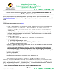 Addendum for Maryland Medical Assistance Program Application - Facility/Organization - Pt 76 Assisted Living Facility - Maryland, Page 2