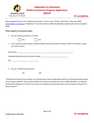Addendum for Maryland Medical Assistance Program Application - Group - Pt 14 Dental - Maryland, Page 2