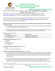 Document preview: Addendum for Maryland Medical Assistance Program Application - Facility/Organization - Diabetes Prevention Program - Pt Dp - Maryland
