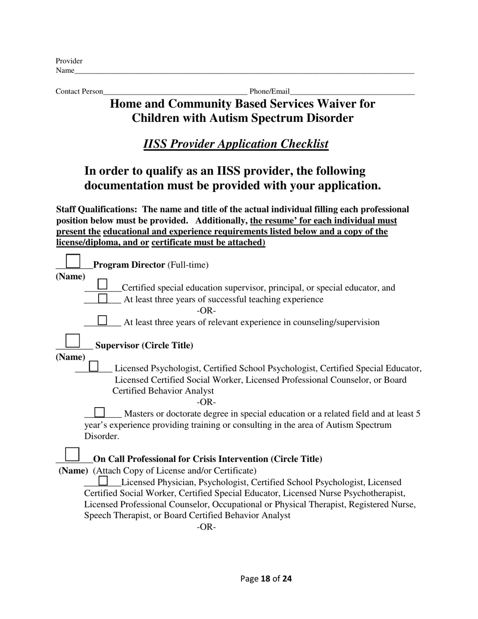 Addendum Cover Page for Maryland Medical Assistance Program Application - Facility / Organization - Pt 40 Autism Waiver - Maryland, Page 18