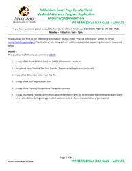 Addendum Cover Page for Maryland Medical Assistance Program Application - Facility/Organization - Pt 42 Medical Day Care - Adults - Maryland, Page 2