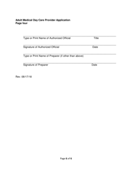 Addendum Cover Page for Maryland Medical Assistance Program Application - Facility/Organization - Pt 42 Medical Day Care - Adults - Maryland, Page 6