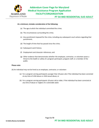 Addendum Cover Page for Maryland Medical Assistance Program Application - Facility/Organization - Pt 54 Imd Residential Sud Adult - Maryland, Page 3