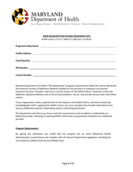 Addendum Cover Page for Maryland Medical Assistance Program Application - Facility/Organization - Pt 54 Imd Residential Sud Adult - Maryland, Page 4