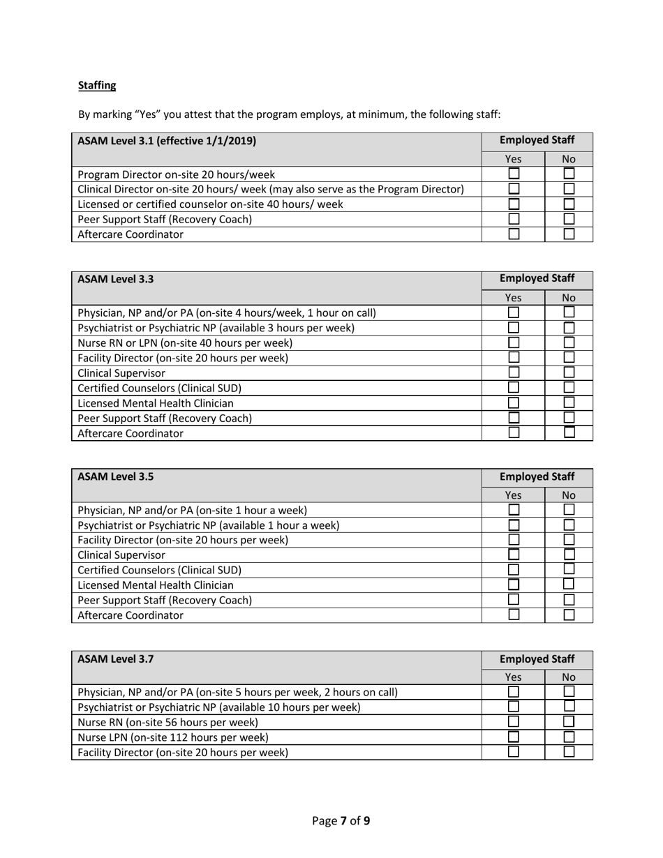 Addendum Cover Page for Maryland Medical Assistance Program Application - Facility / Organization - Pt 54 Imd Residential Sud Adult - Maryland, Page 7