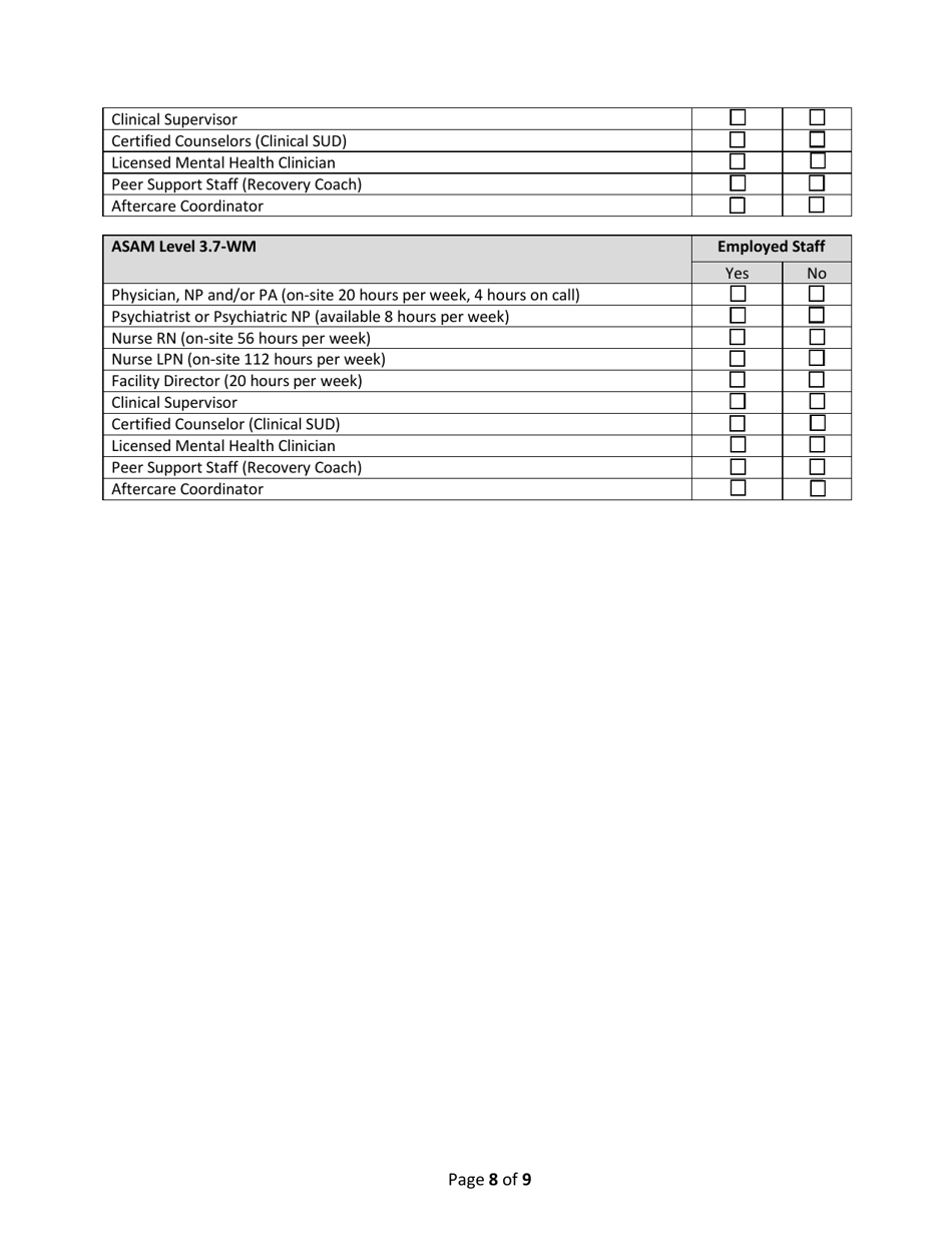 Addendum Cover Page for Maryland Medical Assistance Program Application - Facility / Organization - Pt 54 Imd Residential Sud Adult - Maryland, Page 8