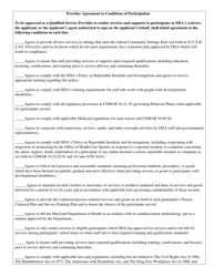 Provider Agreement to Conditions of Participation - Maryland