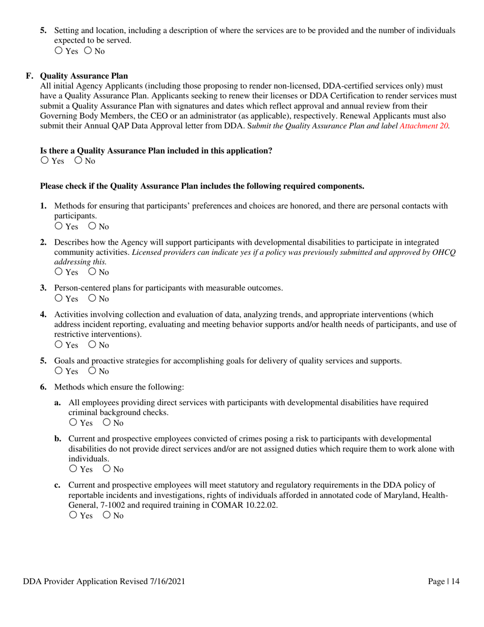 Dda Provider Application - Maryland, Page 14