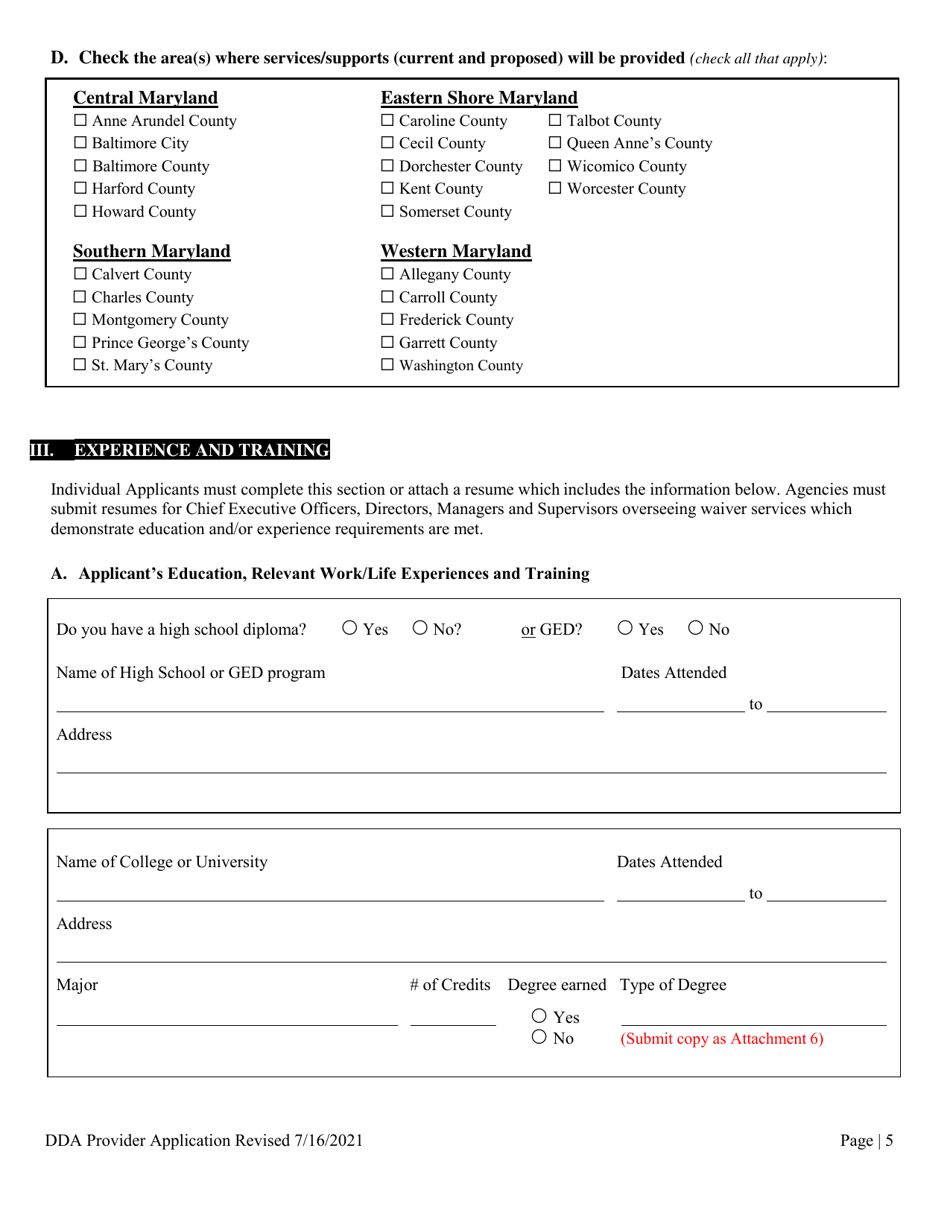 Maryland Dda Provider Application Fill Out Sign Online And Download Pdf Templateroller 5858
