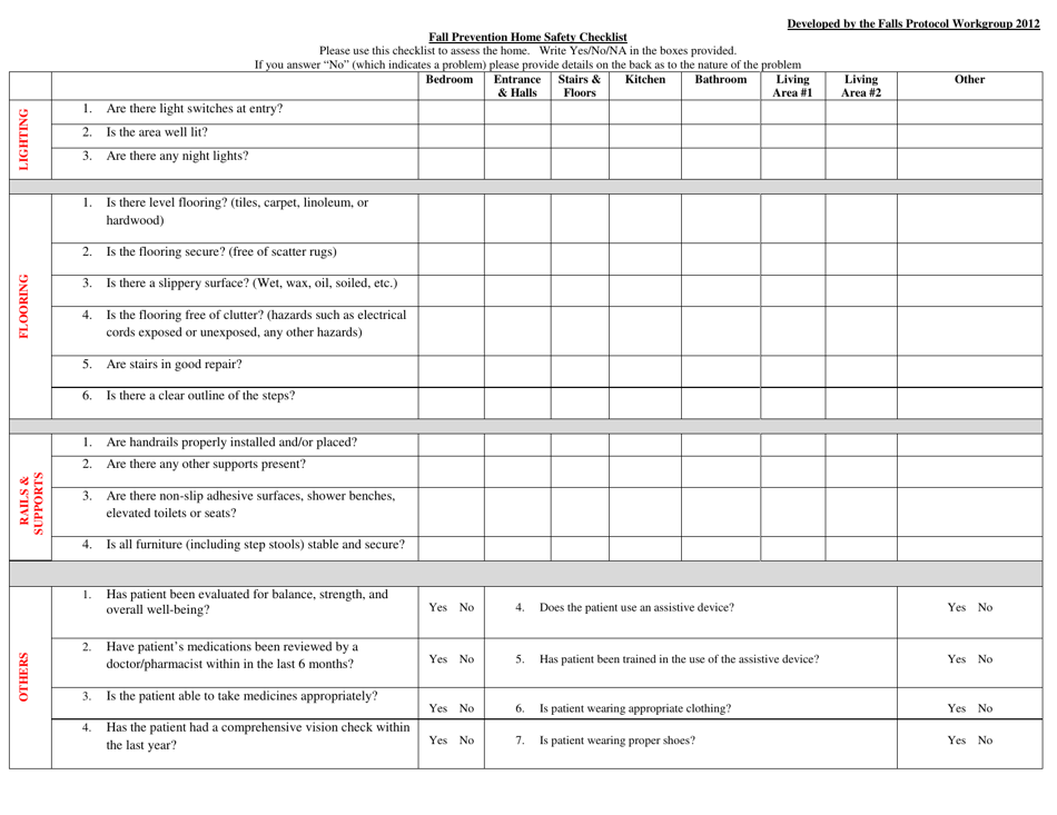 Maryland Fall Prevention Home Safety Checklist Fill Out Sign Online   Fall Prevention Home Safety Checklist Maryland Print Big 