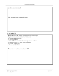 Communication Plan Template for Sha Projects - Maryland, Page 2