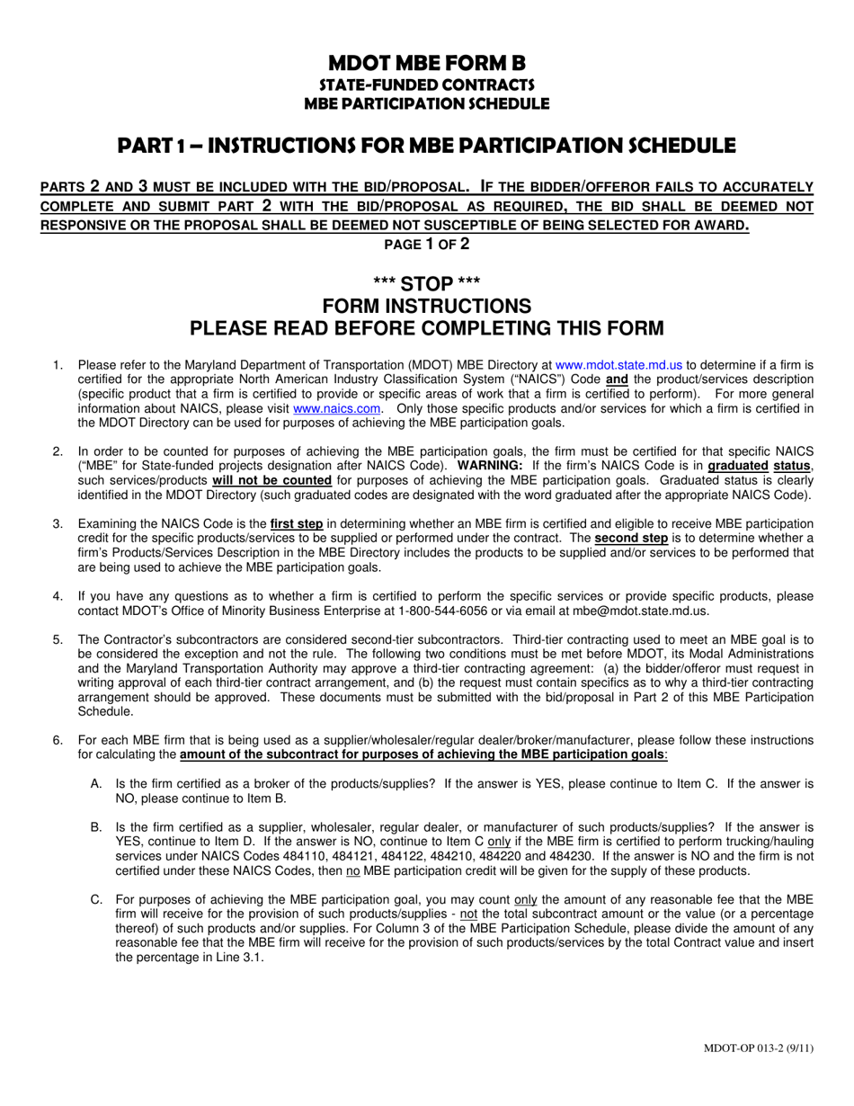 MDOT MBE Form B Fill Out, Sign Online and Download Printable PDF