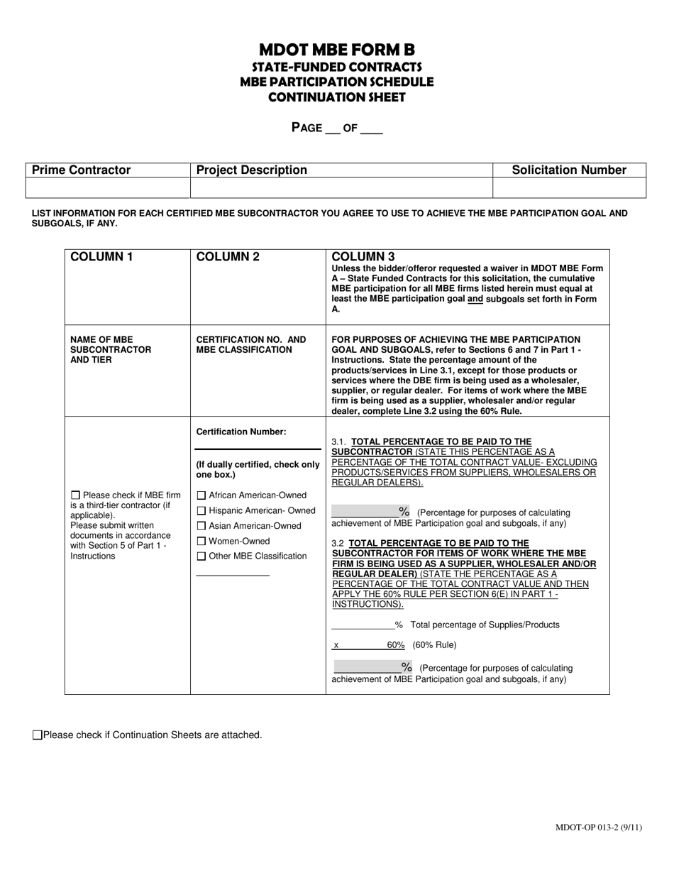 MDOT MBE Form B State-Funded Contracts - Mbe Participation Schedule - Maryland, Page 4