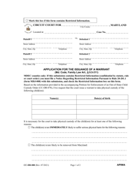 Document preview: Form CC-DR-080 Application for the Issuance of a Warrant - Maryland