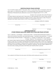 Document preview: Form CC-DC-014 Certification by Peace Officer, Physician, or Other Qualified Person - Maryland