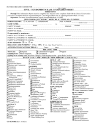 Form CC-DCM-002 &quot;Civil - Non-domestic Case Information Sheet&quot; - Maryland