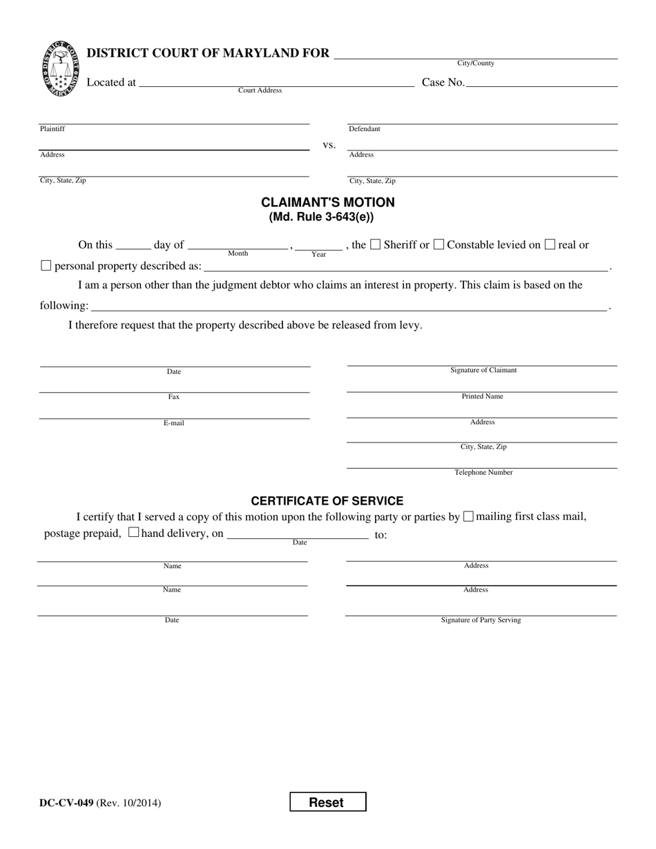 Form DCCV049 Fill Out, Sign Online and Download Fillable PDF
