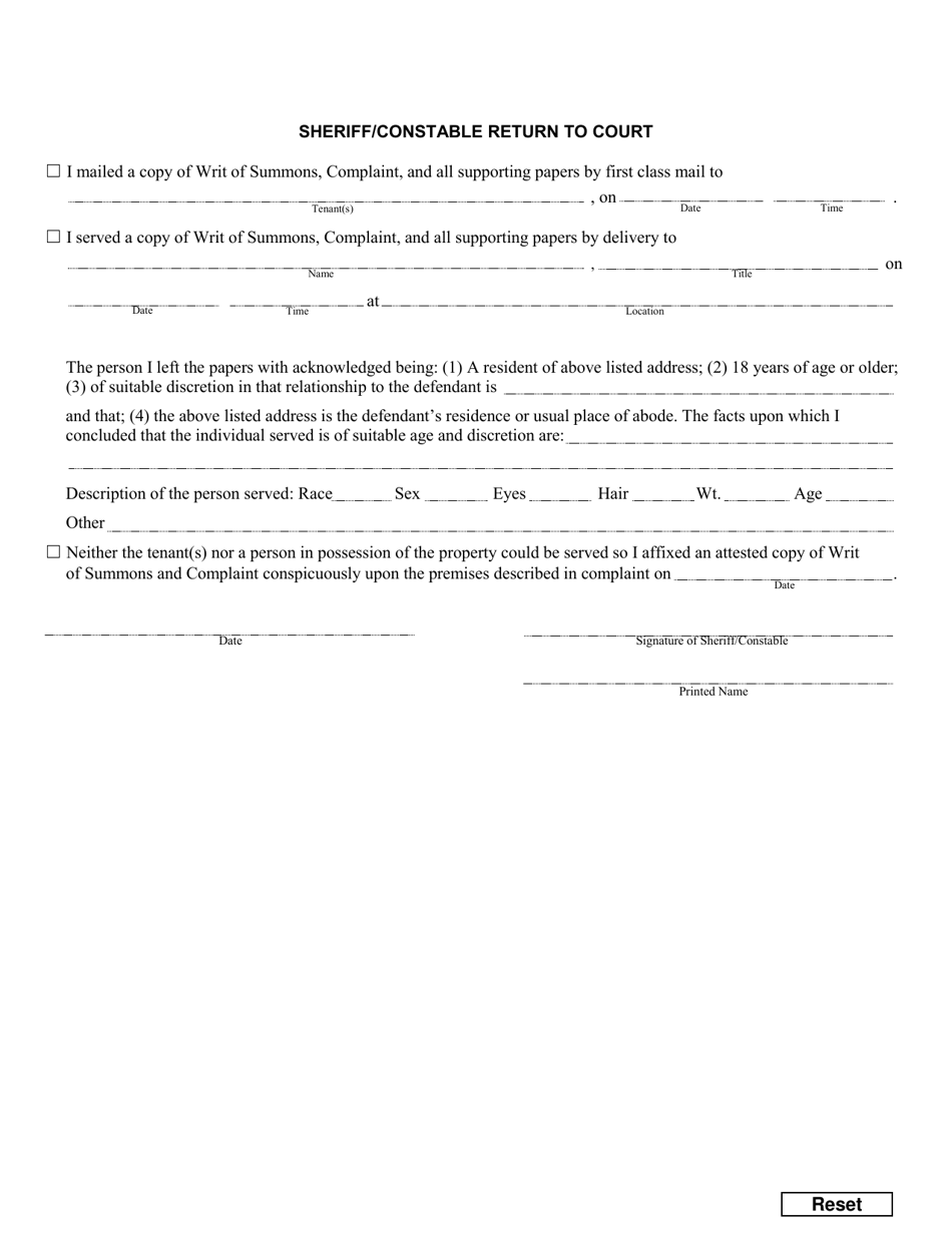 Form DC-CV-080 Complaint and Summons Against Tenant Holding Over - Maryland, Page 2