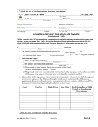 Form CC-DR-094 Counter-Complaint for Absolute Divorce - Maryland
