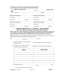 Document preview: Form CC-DR-095 Counter-Complaint for Custody/Child Support - Maryland