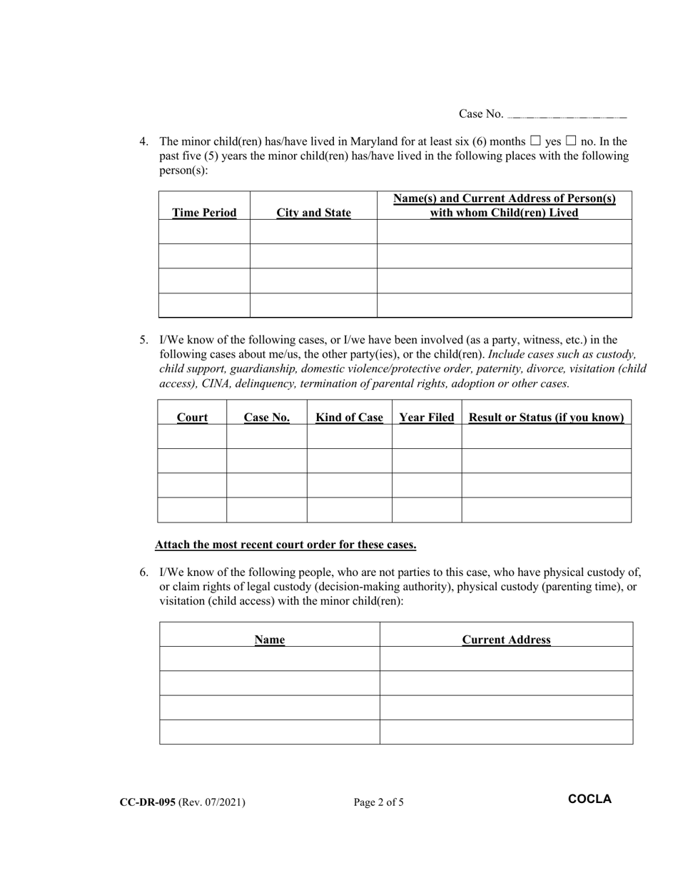 Form CC-DR-095 Counter-Complaint for Custody / Child Support - Maryland, Page 2