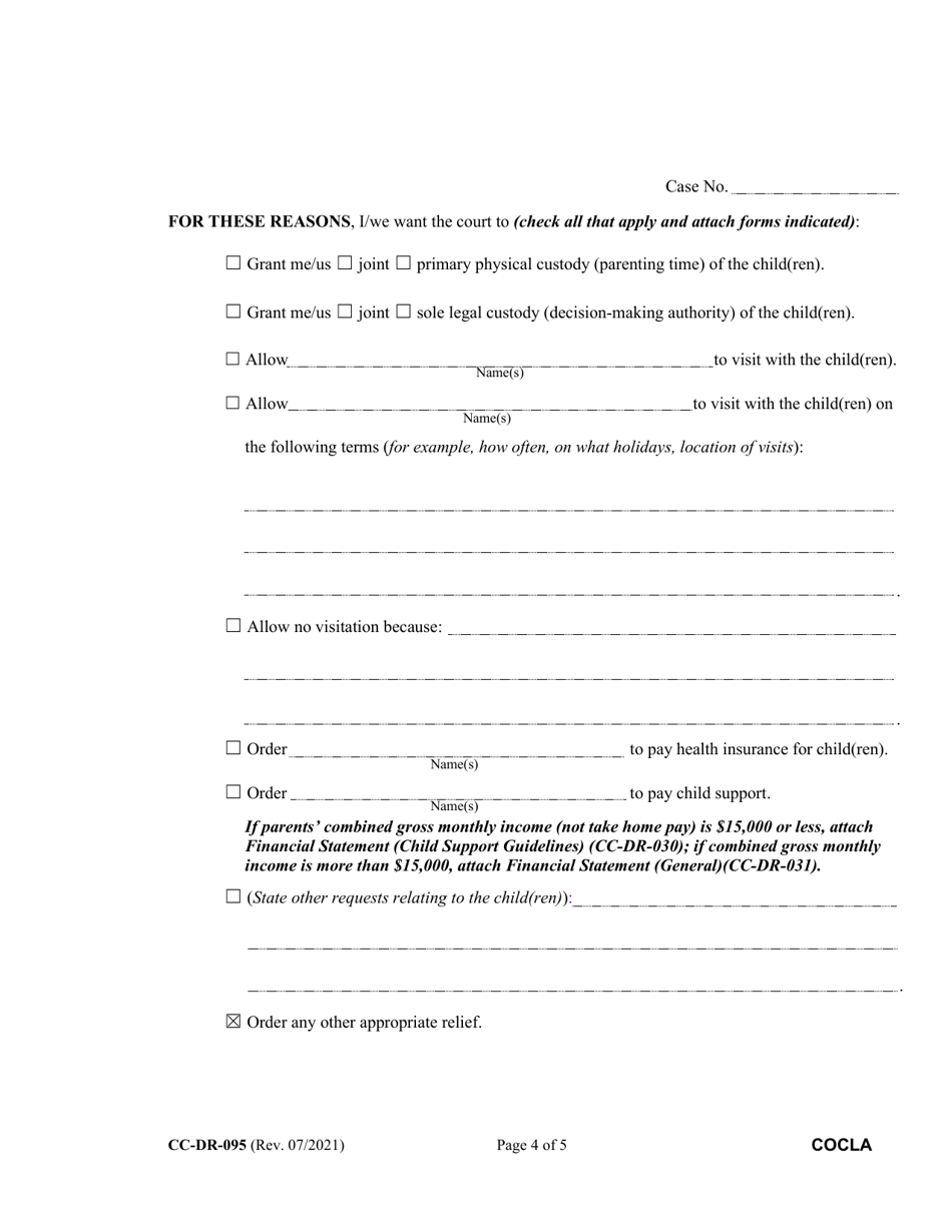 Form CC-DR-095 Counter-Complaint for Custody / Child Support - Maryland, Page 4