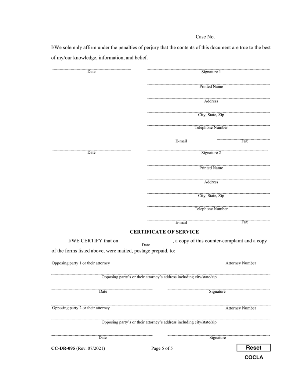 Form CC-DR-095 Counter-Complaint for Custody / Child Support - Maryland, Page 5