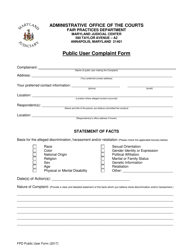 Public User Complaint Form - Maryland