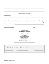 Public User Complaint Form - Maryland, Page 2