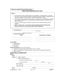 Document preview: Form CC-DR-109 Maryland Parenting Plan Tool - Maryland