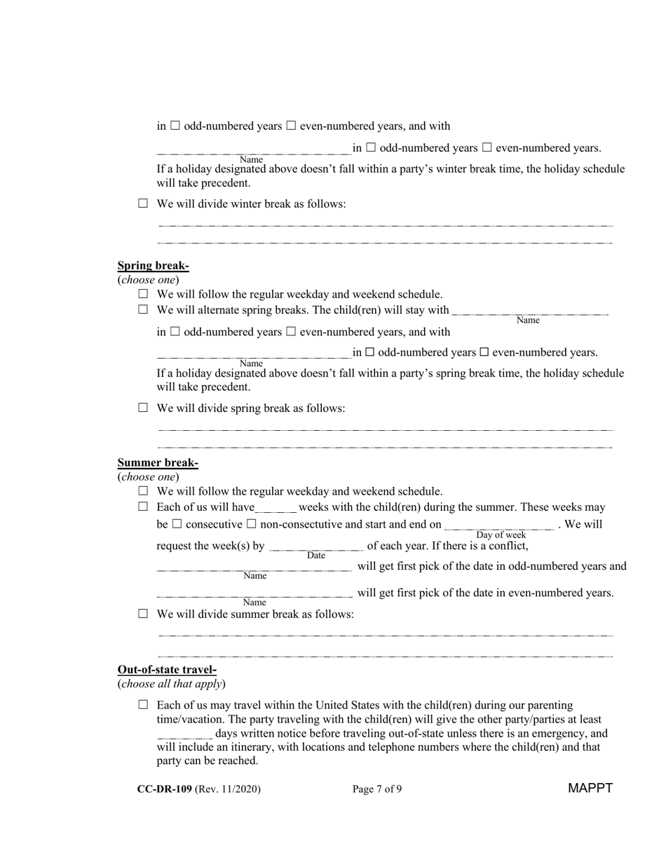 Form CC-DR-109 - Fill Out, Sign Online and Download Fillable PDF ...