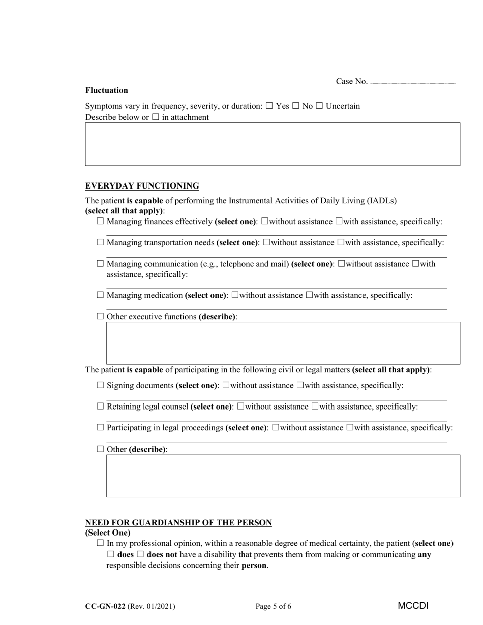 Form CC-GN-022 - Fill Out, Sign Online and Download Fillable PDF ...