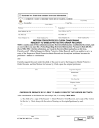 Document preview: Form CC-DC-DV-025 Motion for Service by Clerk Concerning Request to Shield Protective Order Records - Maryland