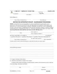 Document preview: Form CC-GN-032 Motion for Appropriate Relief - Guardianship Proceeding - Maryland