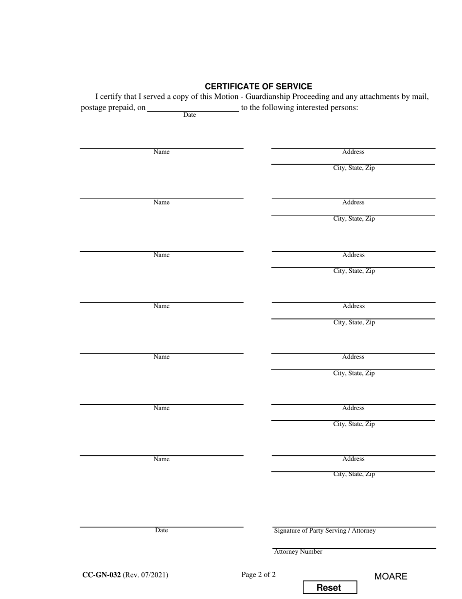 Form CC-GN-032 - Fill Out, Sign Online and Download Fillable PDF ...