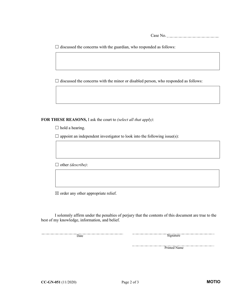 Form CC-GN-051 - Fill Out, Sign Online and Download Fillable PDF ...