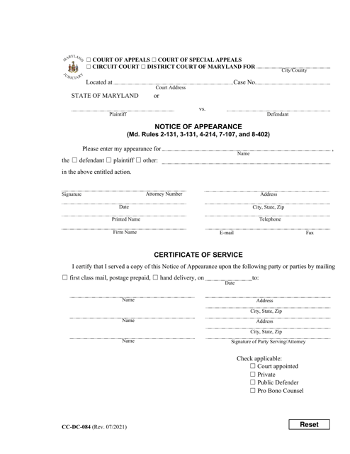 Form CC-DC-084  Printable Pdf