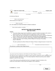 Document preview: Form CC-DR-065 Notice for Publication (Minor) - Maryland