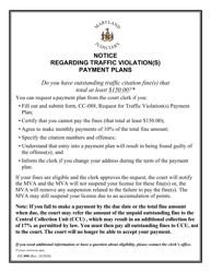 Document preview: Form CC-090 Notice Regarding Traffic Violation(S) Installment Payment Plans - Maryland