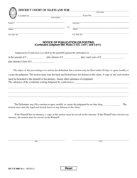 Document preview: Form DC-CV-008 Notice of Publication or Posting - Maryland