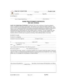 Form CC-GN-050 Nurse Practitioner&#039;s Certificate - Maryland